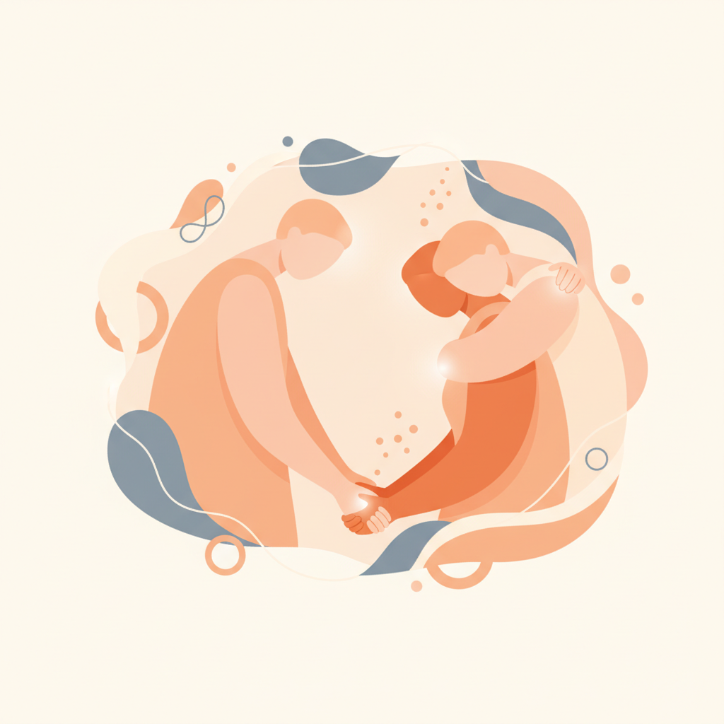 Couple embracing gently without sexual intent, showing warmth and comfort in non-sexual touch