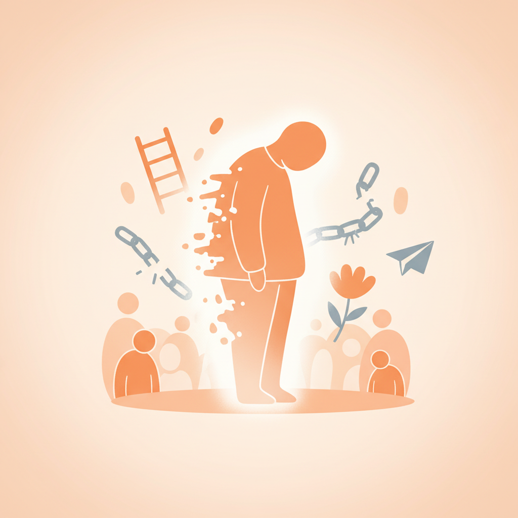 A person looking at an empty chair across a table, representing the invisible losses we grieve in silence