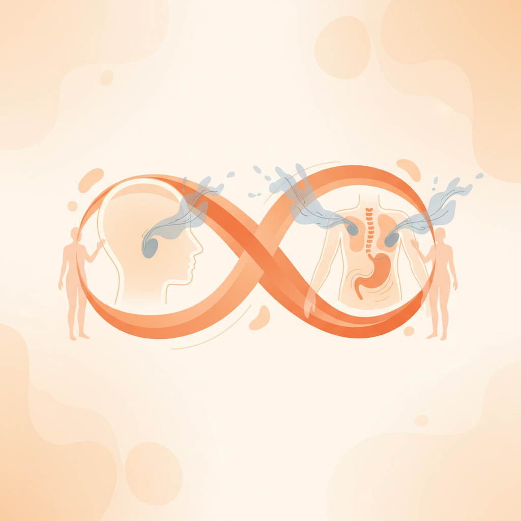 Silhouette of a person with glowing areas representing somatic symptoms